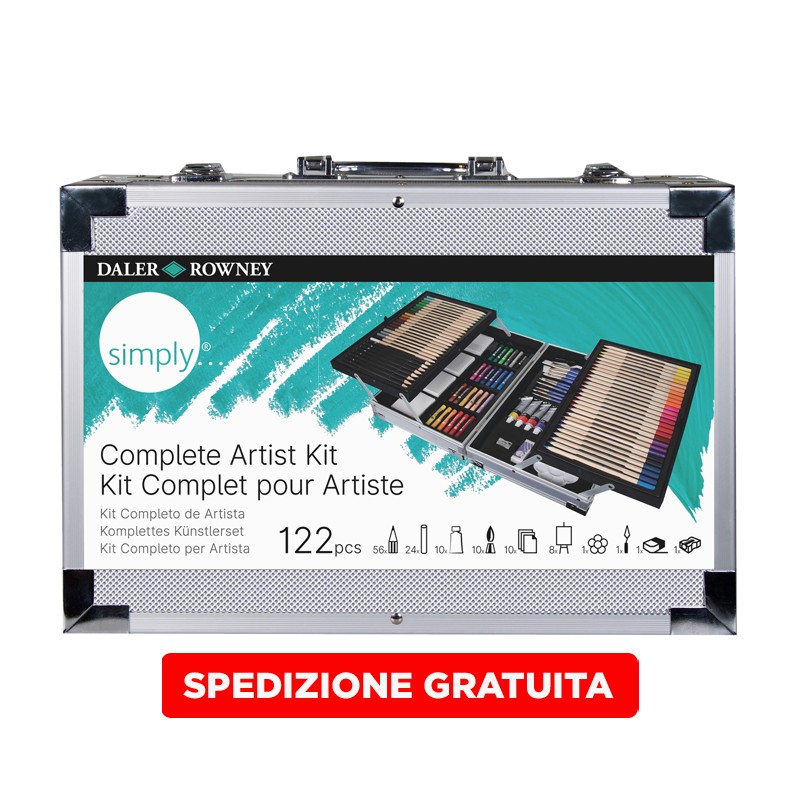 Daler Rowney Simply Art Set 122pz Set completo per artista con valigetta in metallo