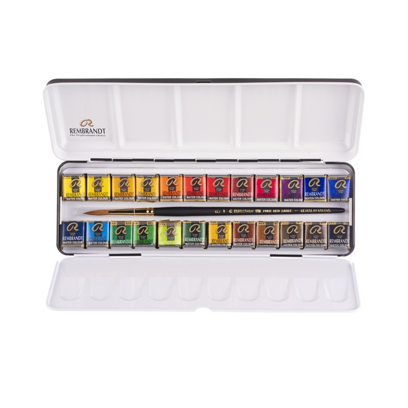 Talens Rembrandt Acquerello Metal Tin Set 24 1/2 Godet
