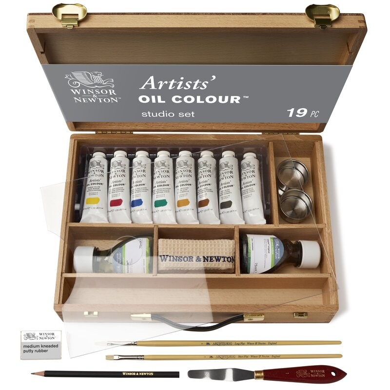 Winsor & Newton Olio Artists Cassetta in legno 8 tubi da 37ml