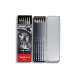 Caran d'Ache Set Grafwood 6 matite scatola in metallo