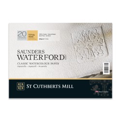 St Cuthberts Mill Saunders Waterford, Blocco collato 4 lati, Bianco naturale, 20 fogli, Grana Ruvida, 300gr/Mq