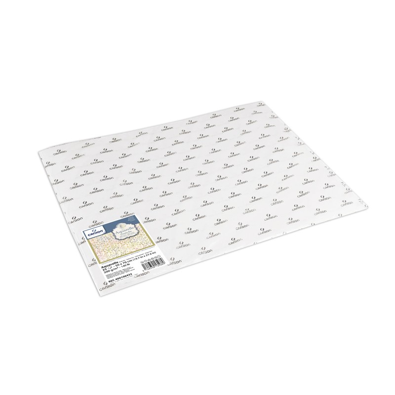 Canson Aquarelle Bianco, confezione da 25 fogli, cm 50X70, Grana Fine, 300gr/Mq