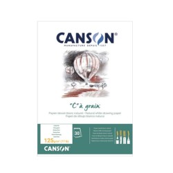 Canson "C" à Grain Schizzo, Blocco collato, Bianco, 30 fogli, Grana Fine, 125gr/Mq
