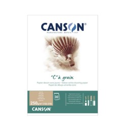 Canson "C" à Grain Toned, Blocco collato, Ocra, 30 fogli, Grana Fine, 250gr/Mq