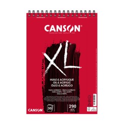 Canson XL Huile & Acrylique, Blocco spiralato, Bianco, 30 fogli, Grana non telata, 290gr/Mq