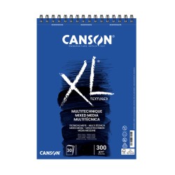 Canson XL Mixed Media Textured, Blocco spiralato, Bianco, 30 fogli, Grana Media, 300gr/Mq