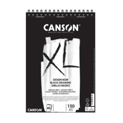 Canson XL Dessin Noir, Blocco spiralato, Nero, 40 fogli, Grana Ruvida e Liscia, 160gr/Mq
