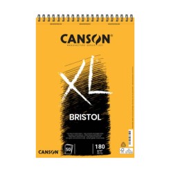 Canson XL Bristol, Blocco spiralato, Ultra Bianco, 50 fogli, Grana Extra Liscia, 180gr/Mq