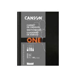 Canson Book One, SketchBook, Rilegato lato lungo, Bianco, 98 fogli, Grana Leggera, 100gr/Mq