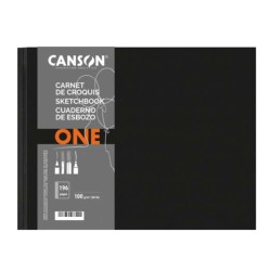 Canson Book One, SketchBook, Rilegato lato corto, Bianco, 98 fogli, Grana Leggera, 100gr/Mq