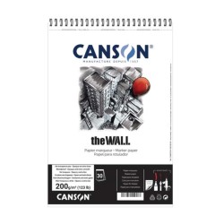 Canson The Wall, Blocco spiralato, Bianco, 30 fogli, Grana Extra Liscia, 200gr/Mq