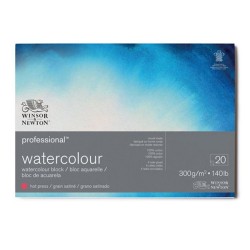 Winsor & Newton Acquerello Professional, Blocco Collato 4 lati, 20 Fogli, Grana Satinata, 300gr/Mq