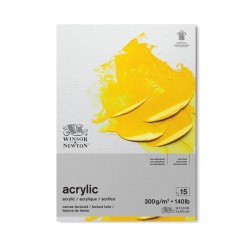 Winsor & Newton Acrilico, Blocco Collato 1 lato, 15 Fogli, Grana Telata, 300gr/Mq