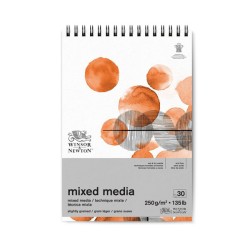Winsor & Newton Tecniche Miste, Blocco A Spirale, 30 Fogli, Grana Leggermente Ruvida, 250gr/Mq