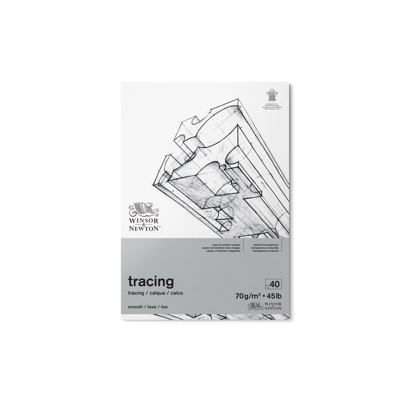 Winsor & Newton Carta da Lucido, Blocco Collato 1 lato, 40 Fogli, Grana Fine, 70gr/Mq