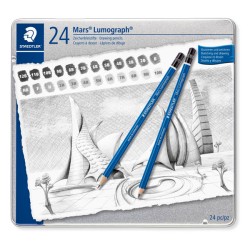 Staedtler Set 24 Matite Grafite Mars Lumograph 100 scatola in metallo