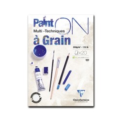 Clairefontaine Paint ON a Grain, Blocco Collato, Extra-Bianca, 20 fogli, Grana Grossa, 250gr/Mq