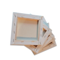 CM.10X10 - Set 5 Telai telati Artecreo 100% cotone 220 gr/mq, spillatura sul retro, spessore 1 cm, made in Italy