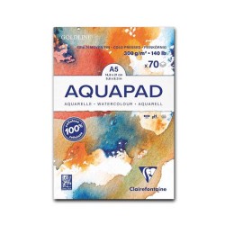 Clairefontaine Goldline Aquapad, Blocco Collato 1 lato, Bianco, 70 Fogli, Grana Media e Fine, 300gr/Mq
