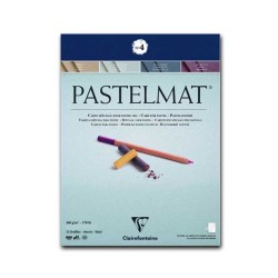 Clairefontaine Pastelmat n.4, Blocco collato 1 lato, 12 Fogli assortiti (Blu scuro, Azzurro, Vinaccia, Sabbia), 360gr/Mq