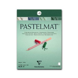 Clairefontaine Pastelmat n.5, Blocco collato 1 lato, 12 Fogli assortiti (Verde scuro, Verde chiaro, Blu scuro, Bianco), 360gr/Mq