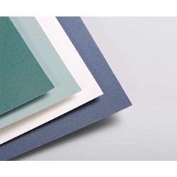 Clairefontaine Pastelmat n.5, Blocco collato 1 lato, 12 Fogli assortiti (Verde scuro, Verde chiaro, Blu scuro, Bianco), 360gr/Mq