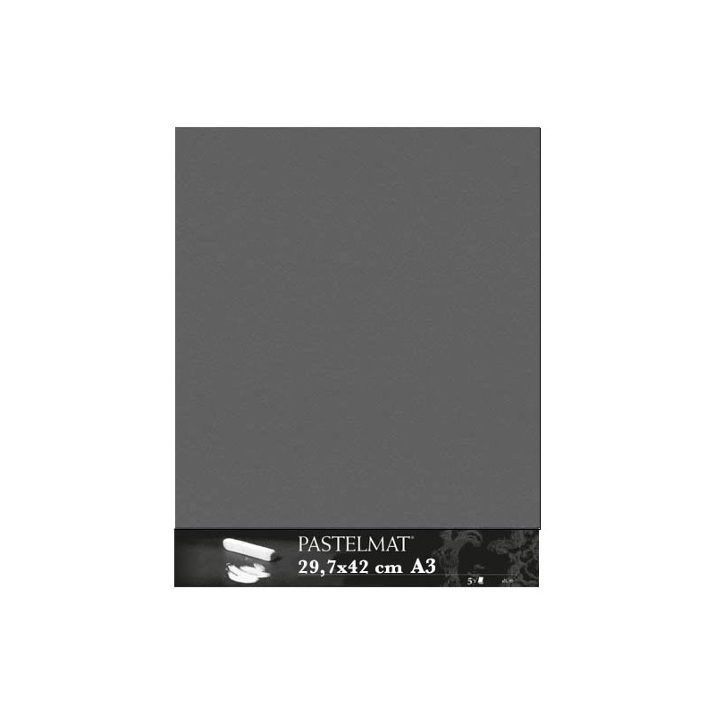 Clairefontaine Pastelmat Grigio scuro, confezione da 5 fogli, cm 29,7x42 (A3), 360gr/Mq