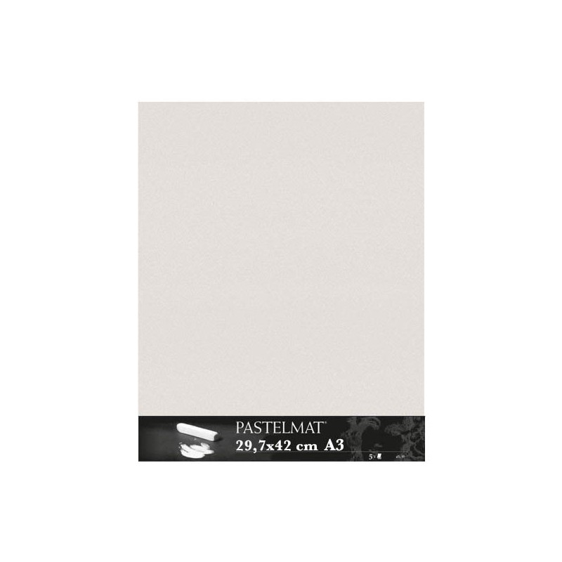 Clairefontaine Pastelmat Grigio chiaro, confezione da 5 fogli, cm 29,7x42 (A3), 360gr/Mq
