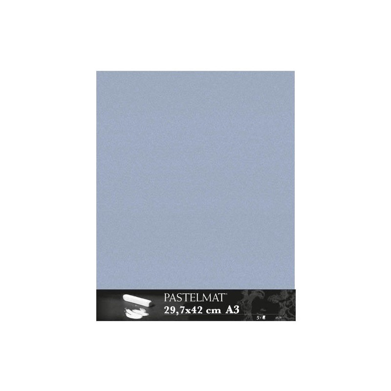 Clairefontaine Pastelmat Azzurro (Blu chiaro), confezione da 5 fogli, cm 29,7x42 (A3), 360gr/Mq