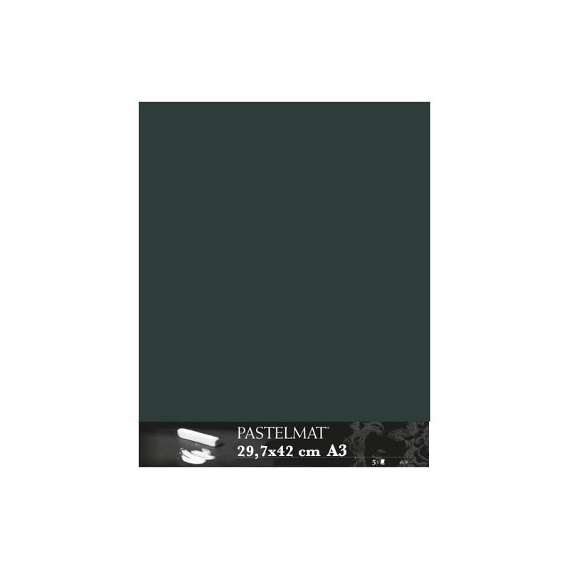 Clairefontaine Pastelmat Verde scuro, confezione da 5 fogli, cm 29,7x42 (A3), 360gr/Mq