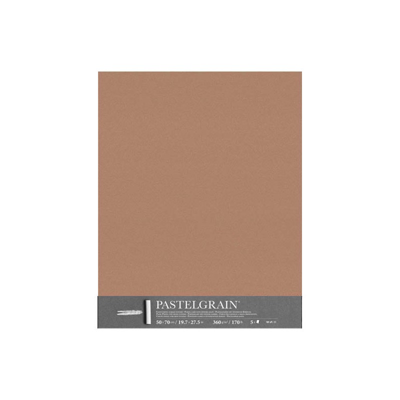Clairefontaine Pastelgrain Terra di Siena, confezione da 5 fogli, cm 50x70, 360gr/Mq