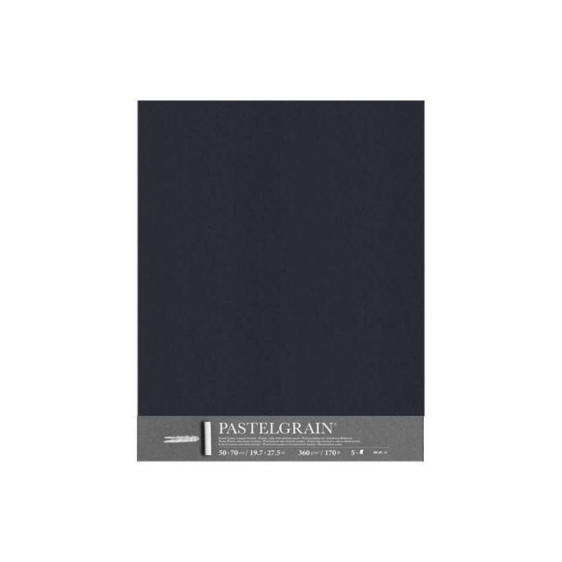 Clairefontaine Pastelgrain Antracite, confezione da 5 fogli, cm 50x70, 360gr/Mq