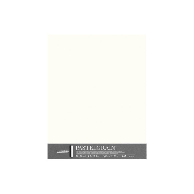 Clairefontaine Pastelgrain Bianco, confezione da 5 fogli, cm 50x70, 360gr/Mq
