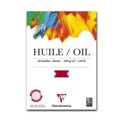 Clairefontaine Carta per Olio, Blocco Collato 1 lato, Bianco, 10 Fogli, Grana Telata, 240gr/Mq