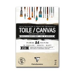 CM.21X29,7 (A4) - Clairefontaine Blocco Tela Collato 1 lato, Naturale, 10 Fogli, Grana Media, Policotone, 210gr/Mq