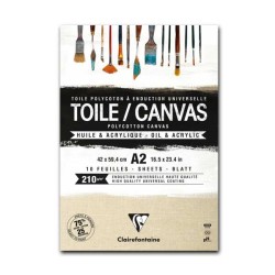 CM.42X59,4 (A2) - Clairefontaine Blocco Tela Collato 1 lato, Naturale, 10 Fogli, Grana Media, Policotone, 210gr/Mq