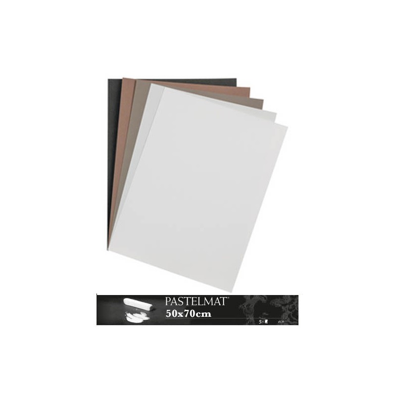 Clairefontaine Pastelmat Colori Assortiti, confezione da 5 fogli, cm 50x70, 360gr/Mq
