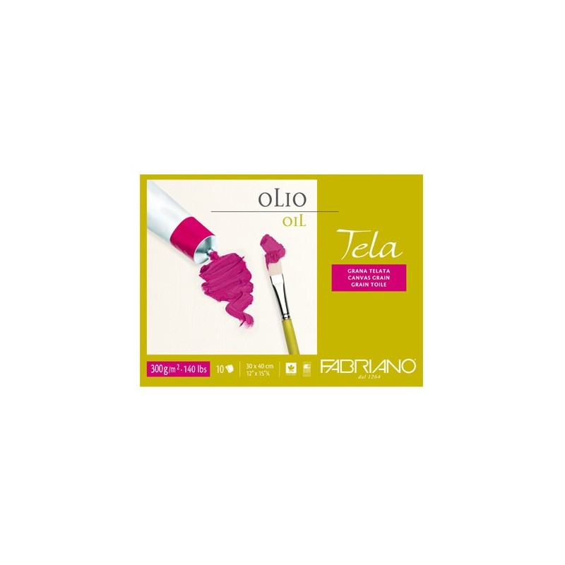 Fabriano Tela, blocco collato 4 lati, 10 fogli, cm 24x32, superficie telata, 300 gr/mq