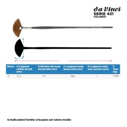 Da Vinci Serie n.421, Colineo, pennello sintetico a ventaglio, manico lungo