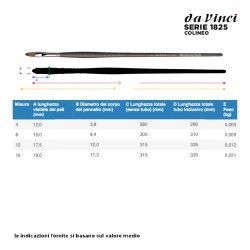 Da Vinci Serie n.1825, Colineo, pennello sintetico a lingua di gatto, manico lungo