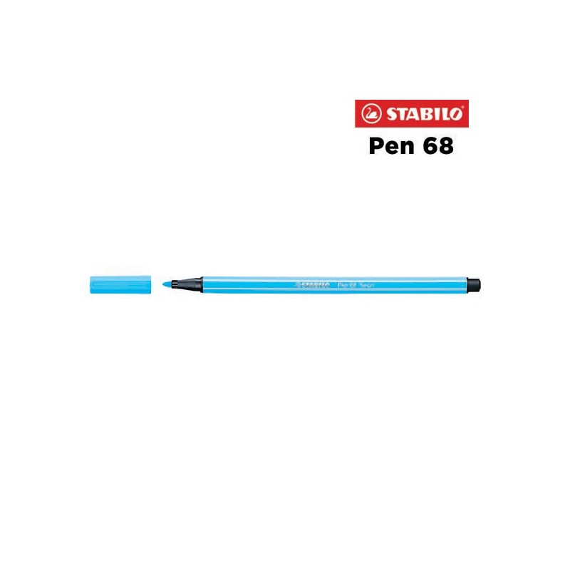 031 F - Stabilo Pen 68 Pennarello Blu Fluorescente