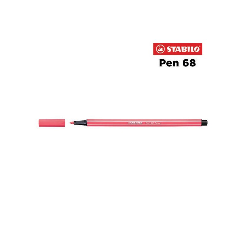 040 F - Stabilo Pen 68 Pennarello Rosso Fluorescente
