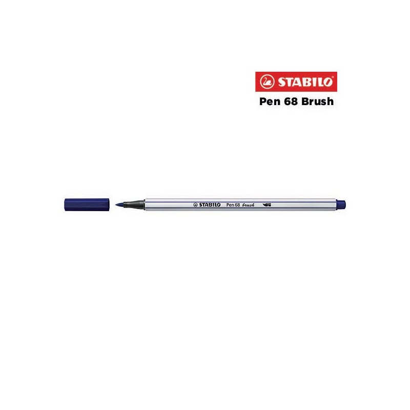 22 - Stabilo Pen 68 Brush Pennarello Blu Di Prussia