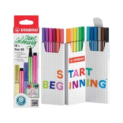 Stabilo Pen 68 Zig Zag 18 Pennarelli in Astuccio di Cartone