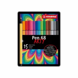 Stabilo Pen 68 Arty 15 Pennarelli in Scatola di Metallo