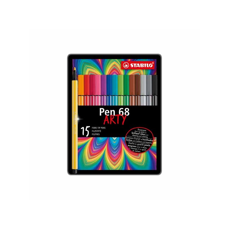 Stabilo Pen 68 Arty 15 Pennarelli in Scatola di Metallo