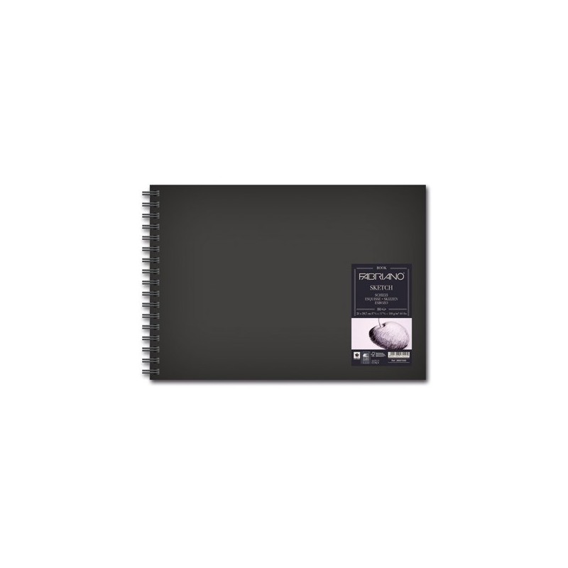 Fabriano Sketch Book spiralato, 80 fogli di carta, cm 14,8x21, grana naturale, 110gr/mq