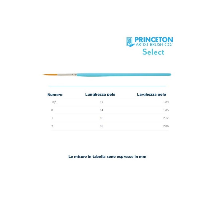 Princeton Select Serie n.P3750 pennello sintetico liner, manico corto