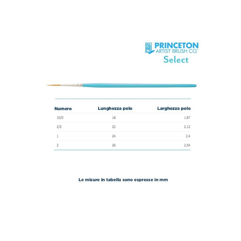 Princeton Select Serie n.P3750 pennello sintetico liner lungo, manico corto