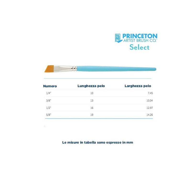Princeton Select Serie n.P3750 pennello sintetico angolare, manico corto
